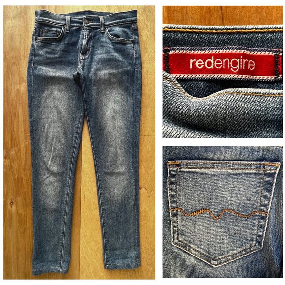 RED ENGINE WILDFIRE BOYFRIEND JEANS WOMEN’S sz 26 Distressed Low Rise Stretch - Picture 1 of 15